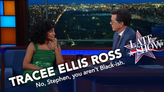 Stephen Colbert Asks Tracee Ellis Ross If He Can Be Black-ish